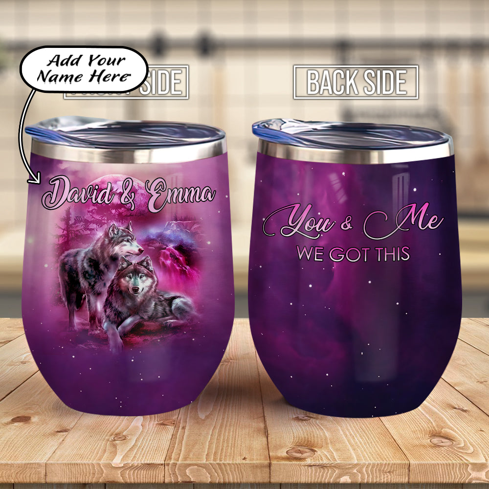 Personalized Wolf Couple Acaa0707002Z Wine Tumbler