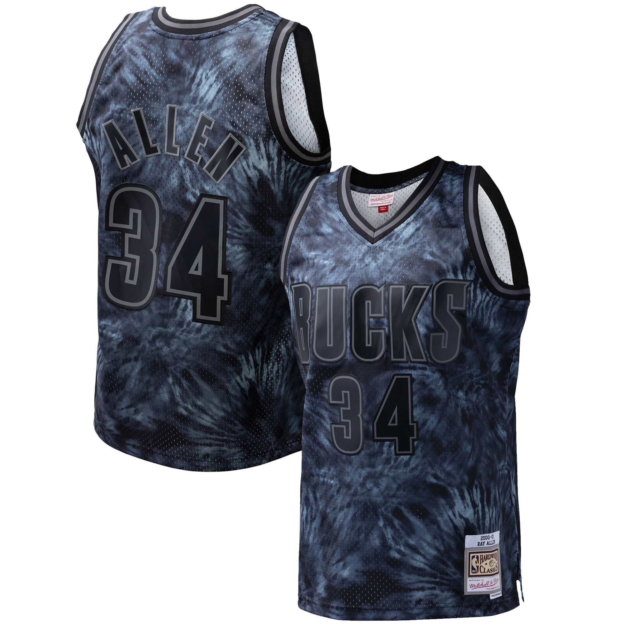 Ray Allen Milwaukee Bucks Mitchell & Ness Hardwood Classics 1996/97 Tie-Dye Swingman Jersey – Black