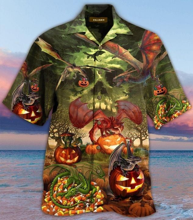 Halloween Gift Dragon Pumpkin Hawaiian Shirt Ha95374