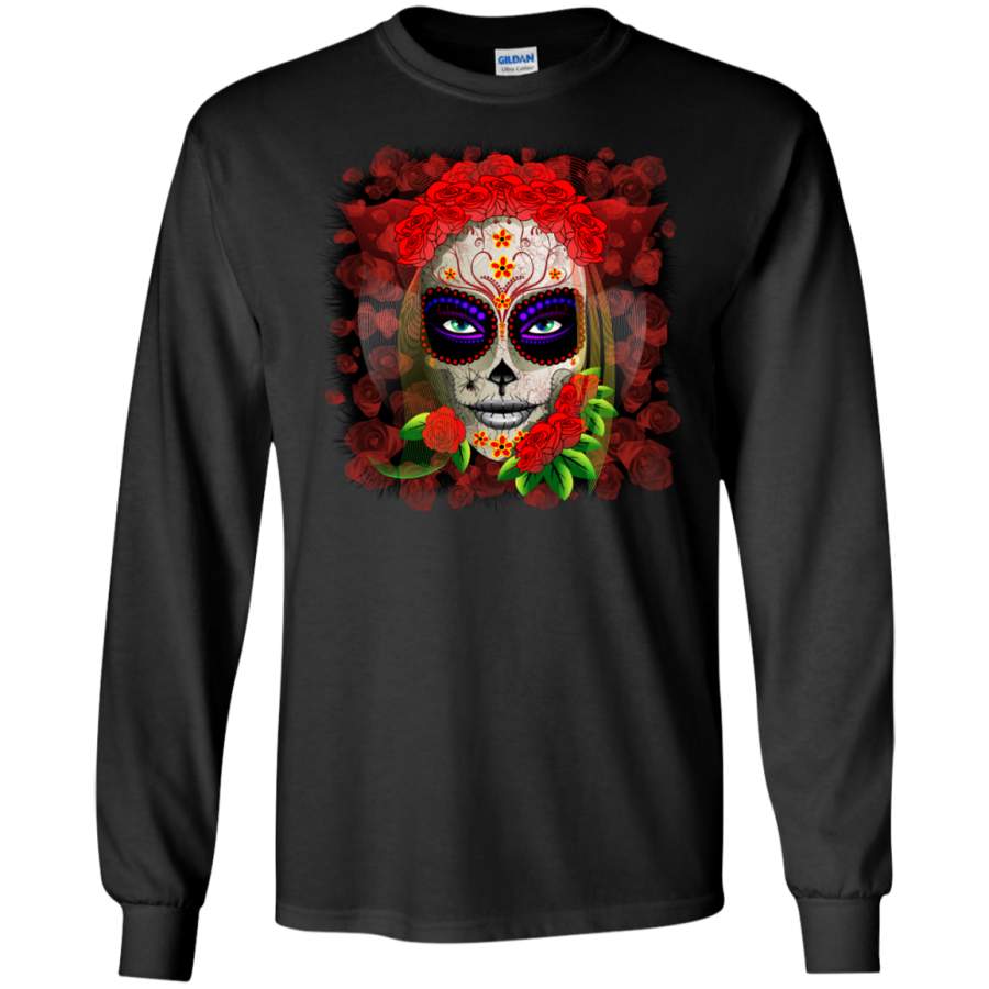 AGR Skull Girl Dia de los Muertos Halloween T-Shirts, Hoodies