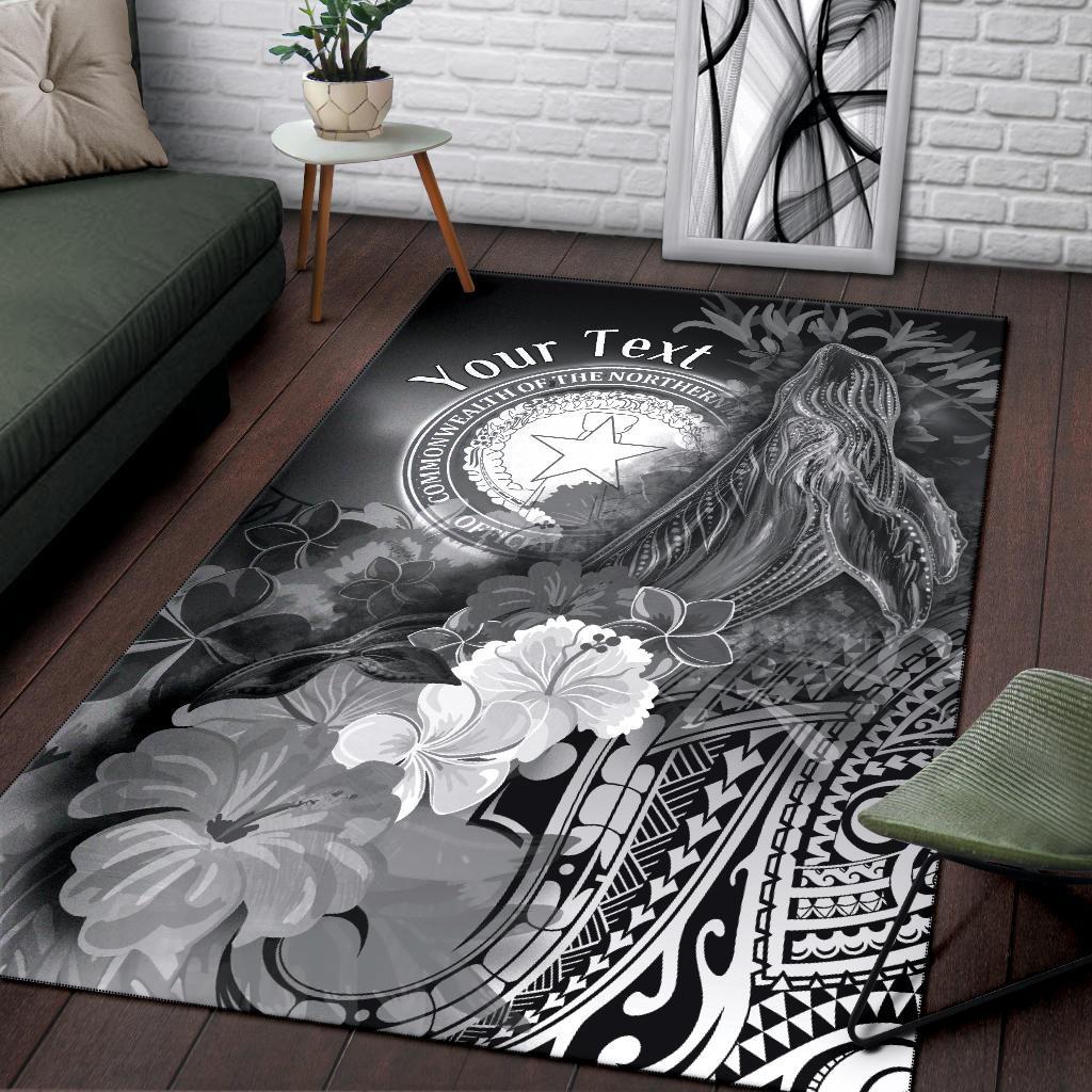 Cnmi Custom Personalised  Area Rug – Humpback Whale With Tropical Flowers (White)