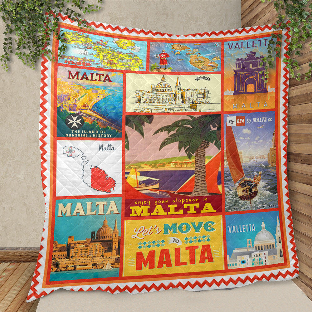Let'S Move To Malta 9Basic Quilted Blanket