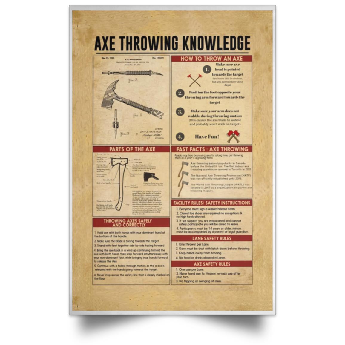 Axe Throwing Knowledge Poster_521 Pospo Satin Portrait Poster