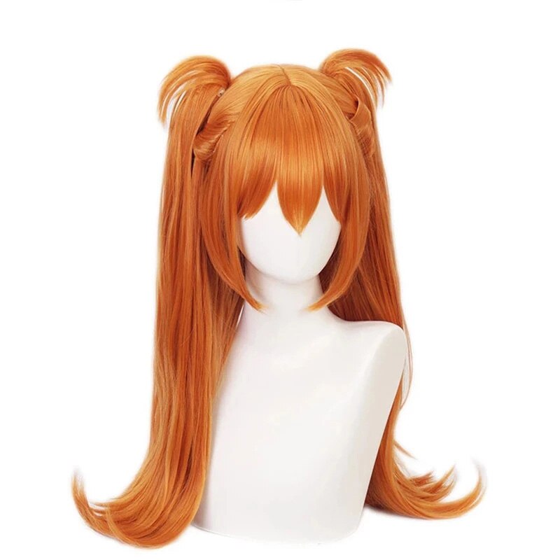 Anime Asuka Langley Soryu Cosplay Wig Long Orange Heat Resistant Costume Synthetic Hair Women Headwear alx