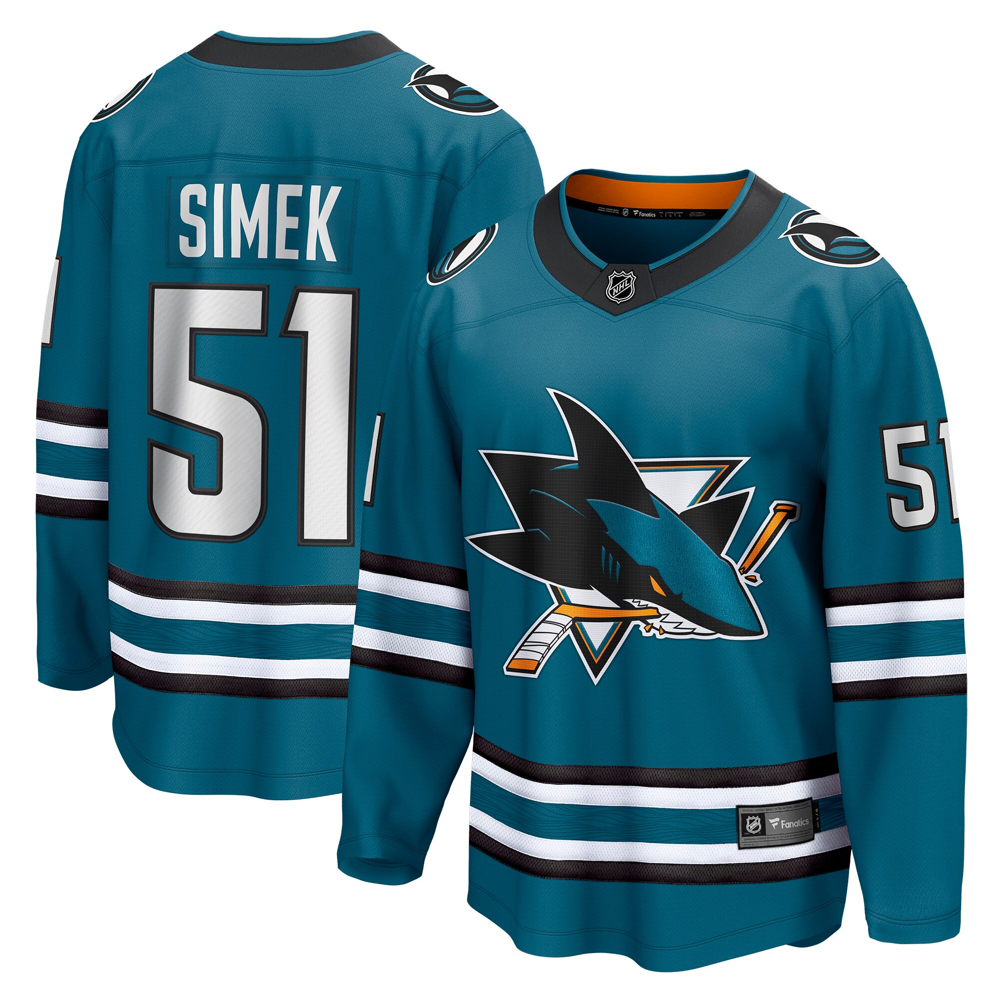 Men's San Jose Sharks Radim Simek Teal Home Breakaway Player Jersey