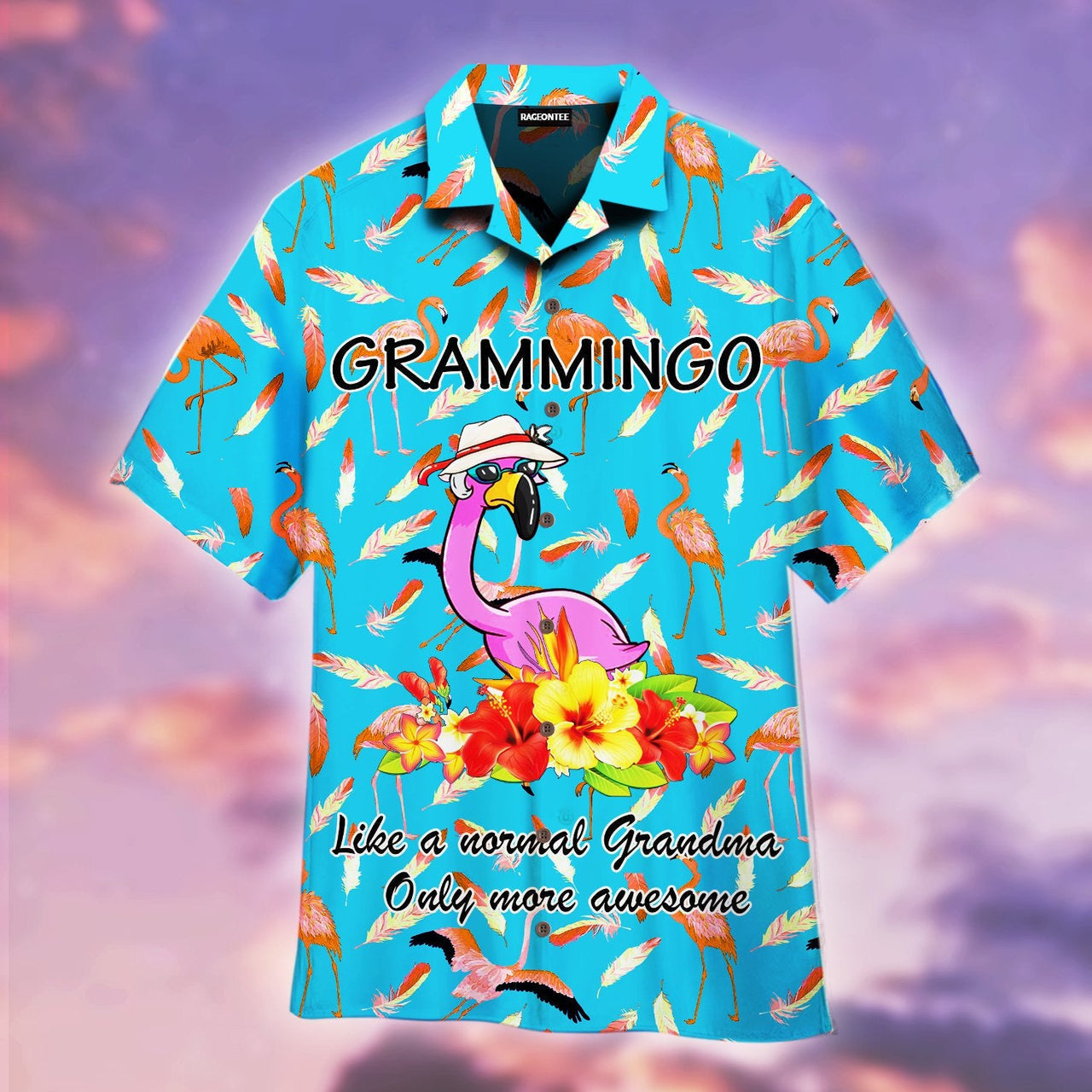 Grammingo Pink Flamingo Grandma Blue Aloha Hawaii Shirts Unisex Ha56764