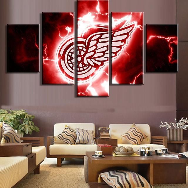 Detroit Red Wings Sports Sport 5 Panel Canvas Art Wall Decor