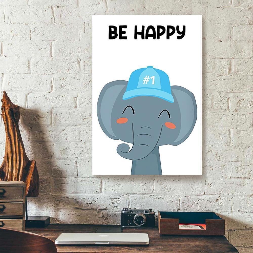 Canvas Art Prints Be Happy Elephant Basebell Vertical Canvas Wall Art Elegant Wall Art Home Decor