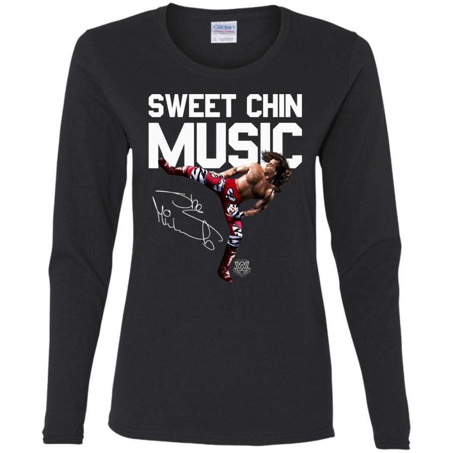 Shawn Michaels Sweet Chin Music Heartbreak Kid Mr Wrestlemania WWE Ladies LS T-Shirt