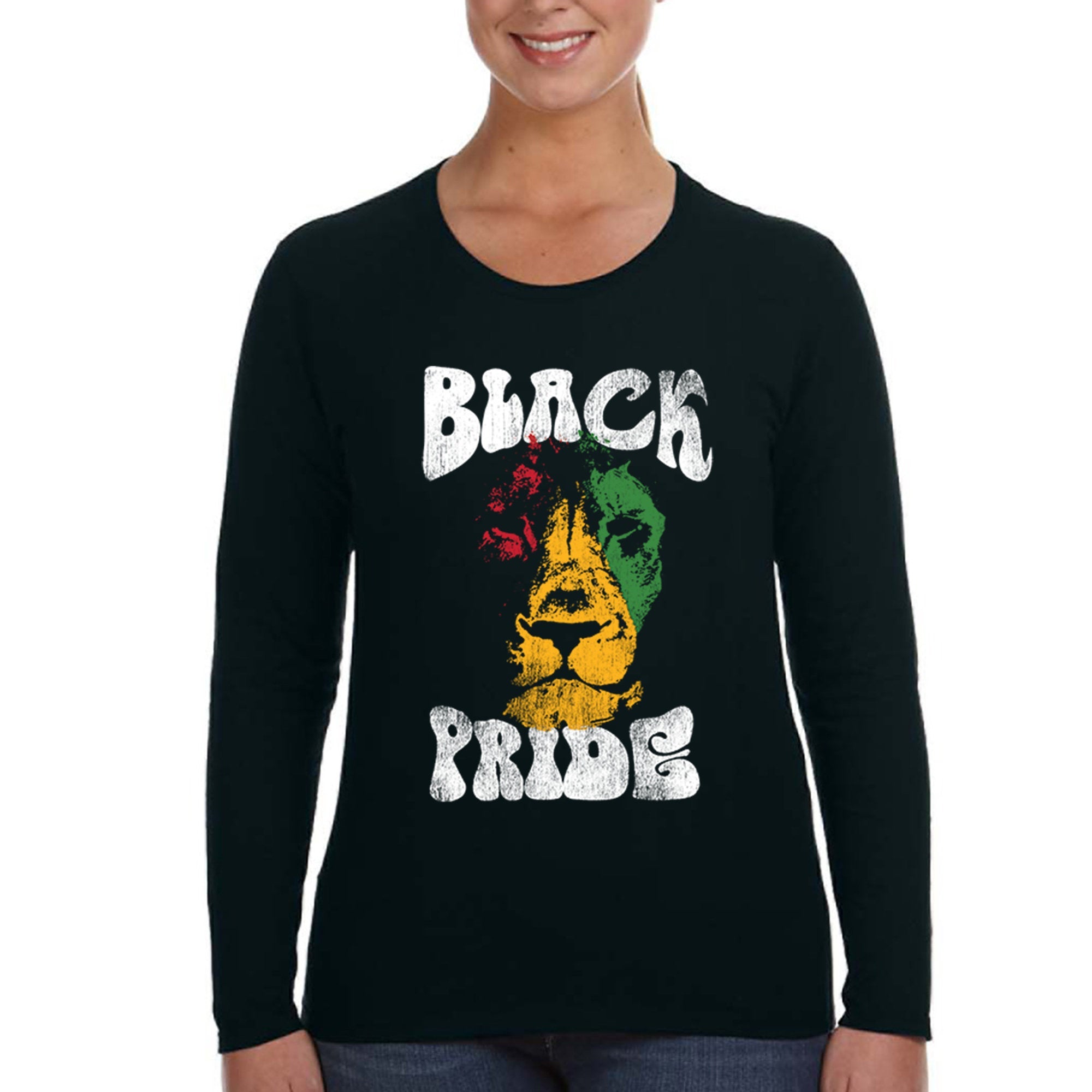 Xtrafly Apparel Women’S Black Pride Lion African Rasta Rastafari Animal Safari Jamaican Blm Lives Matter Tiger Jungle Long Sleeve T-Shirt