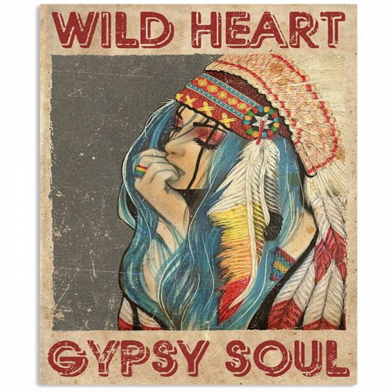 Wild Heart Gypsy Soul Native American Girl Vintage Poster Poster Art Design 5972