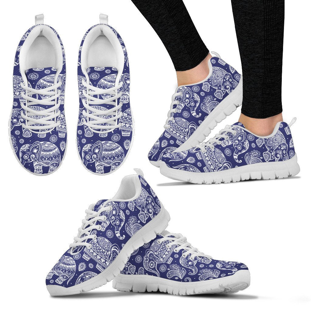 White Elephant Mandala Women Sneakers Shoes