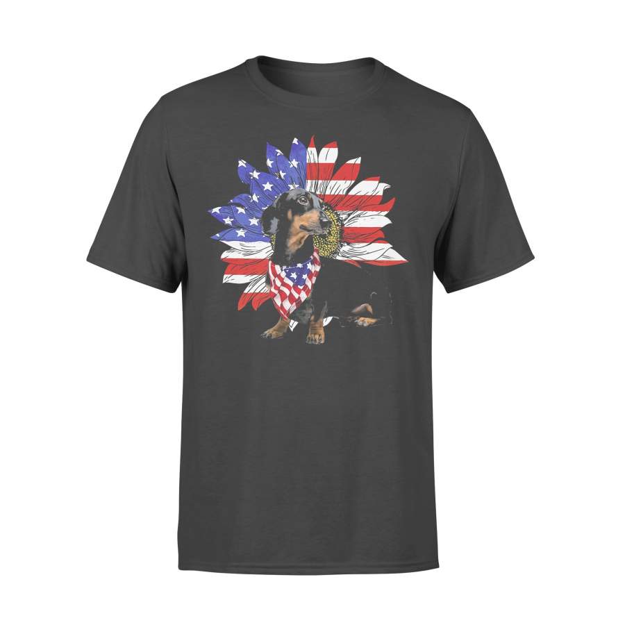 Dachshund Sunflower Usa Flag Shirt