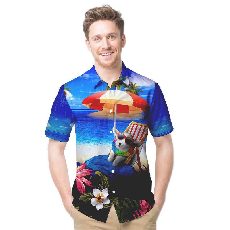 Beach Shirt Corgi Custom Name Men Hawaiian Shirt For Dog Lovers