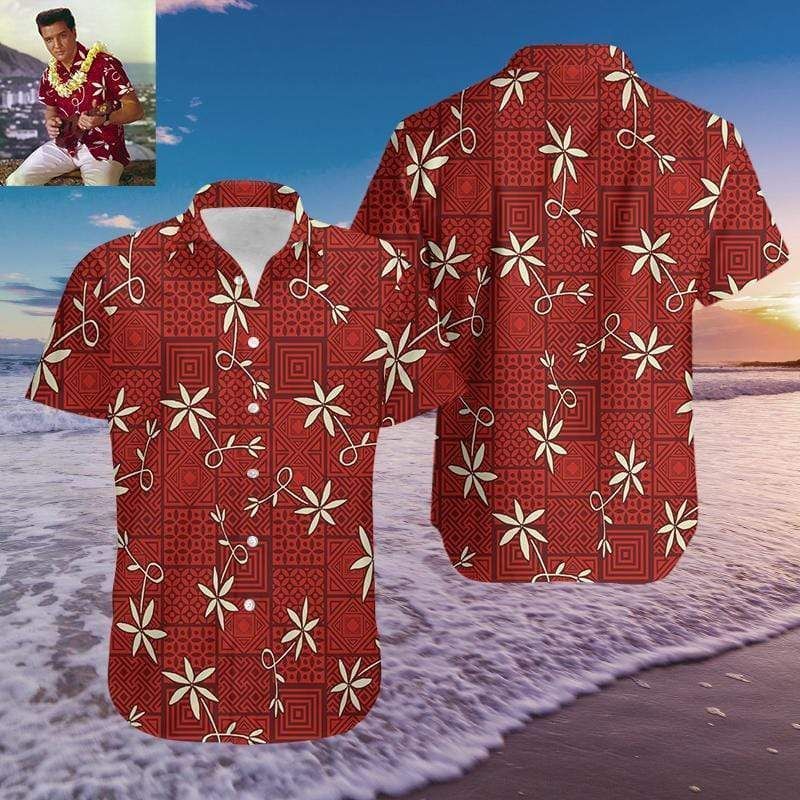 High Quality Hottest Elvis Presleys Red Hawaii Aloha Shirts Dh Ha7417