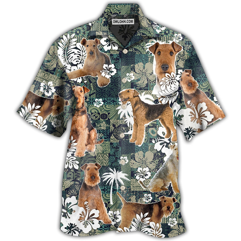 Airedale Terrier Dog Lover Tropical – Hawaiian Shirt  – Owl Ohh