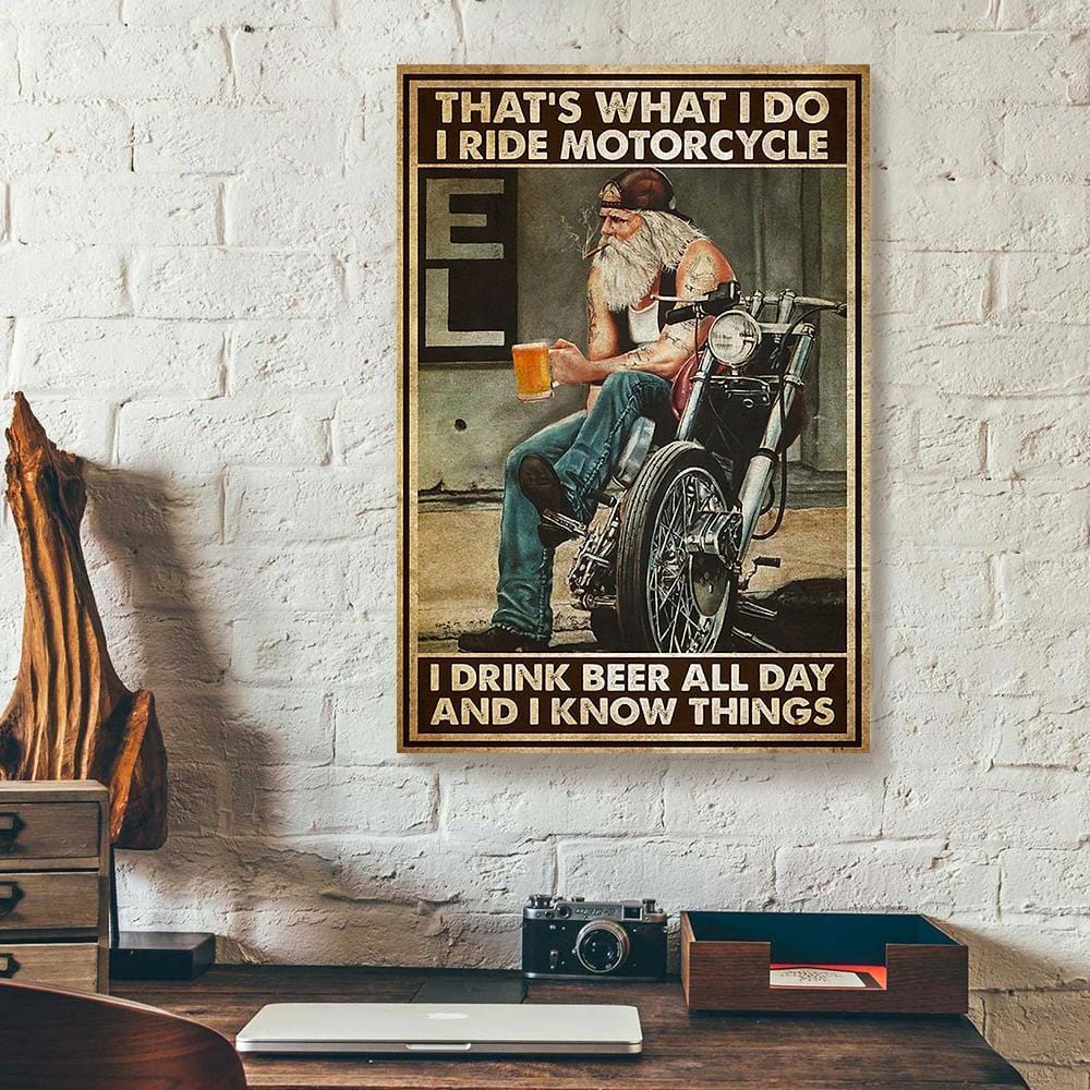 Canvas Art Prints That’S What I Do I Ride Motorcycle Drink Beer Vertical Canvas Wall Art Beautiful Living Room Bedroom Bathroom Home Decoration