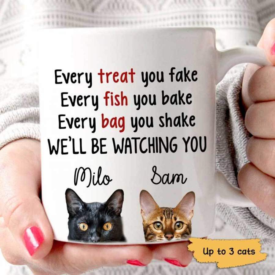 Every Treat You Fake Peeking Cat Personalized AOP Mug