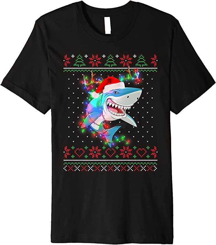 Shark Animal Ugly Sweater Christmas Puppy Animal Lover Premium T-Shirt