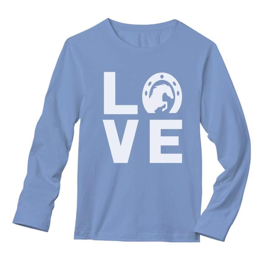 Animal Lover Rearing Horse – Love Horses – Horseshoe Long Sleeve T-Shirt