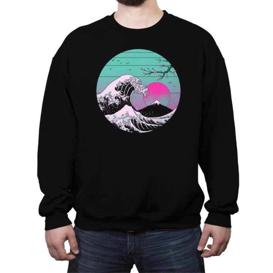 The Great Wave Vapor Aesthetics – Crew Neck Sweatshirt