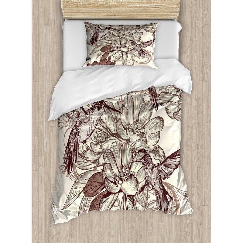 Floral Hummingbird All Over Print Bedding Set