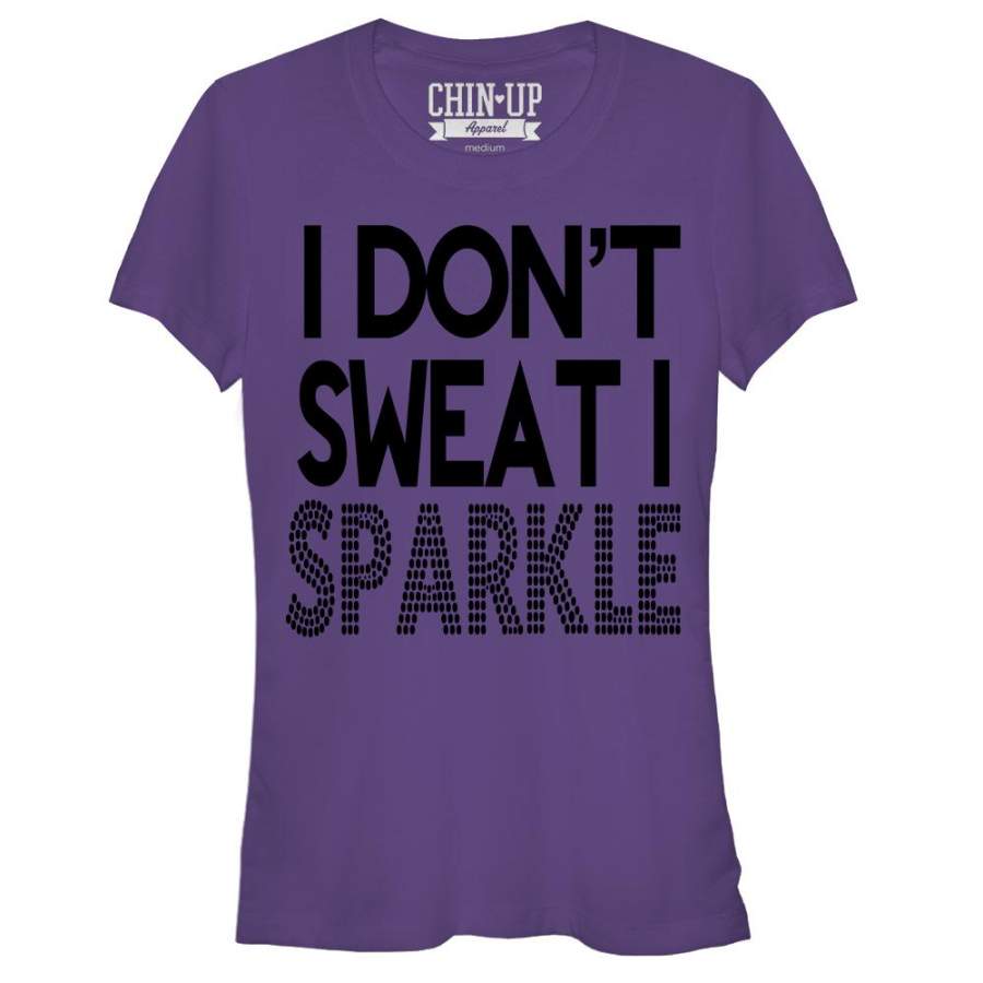 CHIN UP Junior’s I Don’t Sweat  T Shirt Purple S