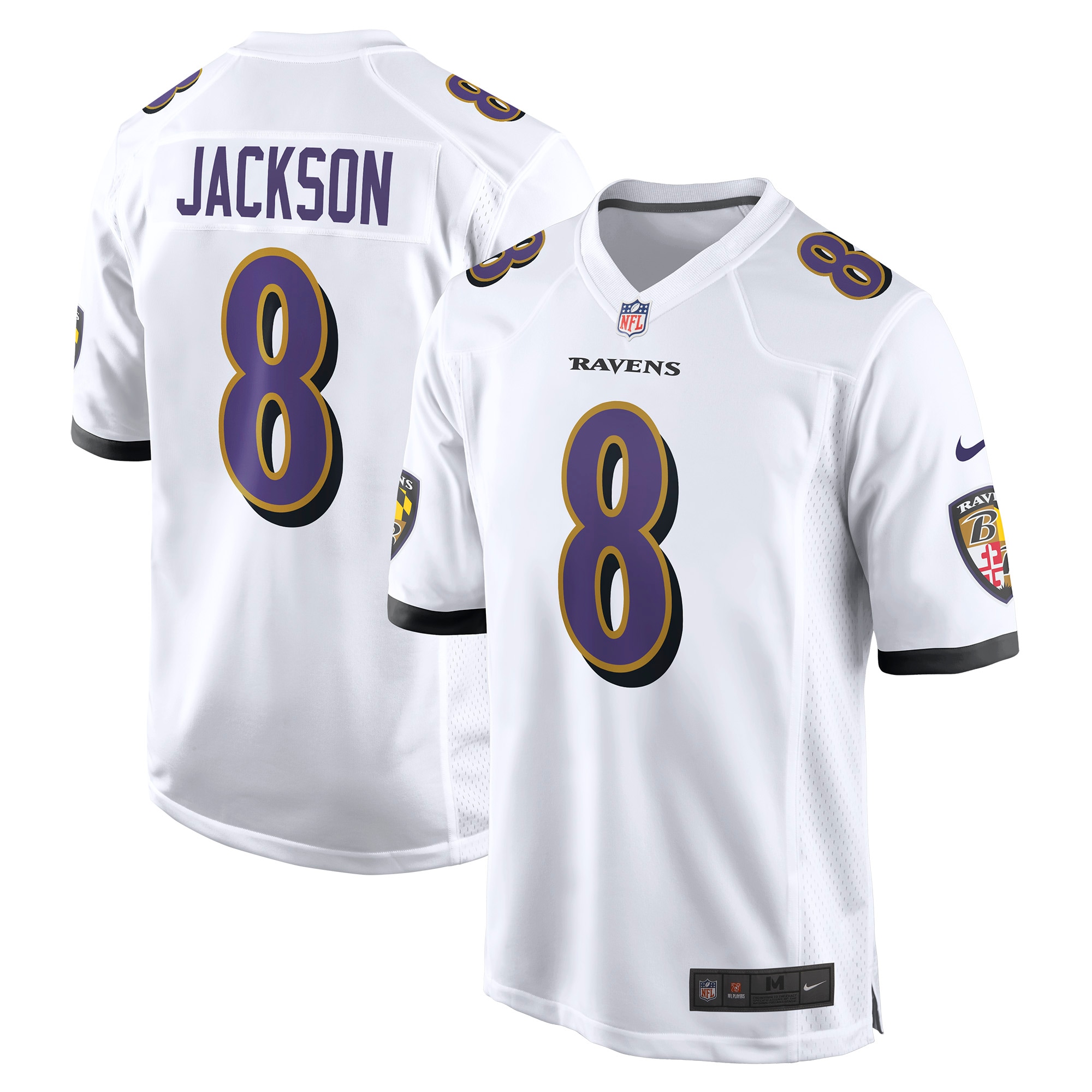 Men’s Baltimore Ravens Lamar Jackson White Game Jersey