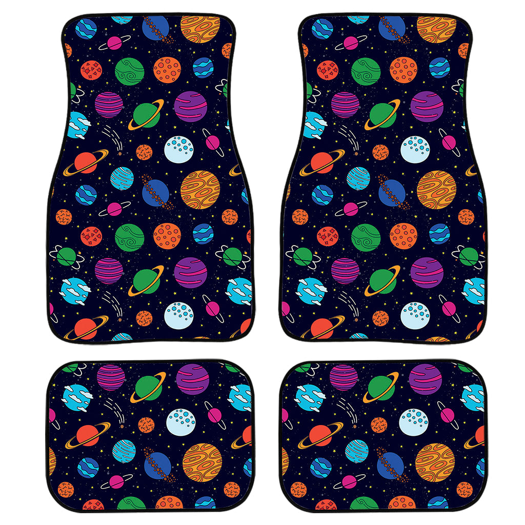 Doodle Planets Pattern Print Front And Back Car Floor Mats, Front Car Mat