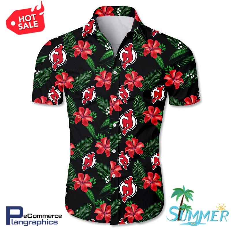 New Jersey Devils Aloha Shirt Hawaiian Aloha Shirt Hawaiian Shorts Beach Short Shirt