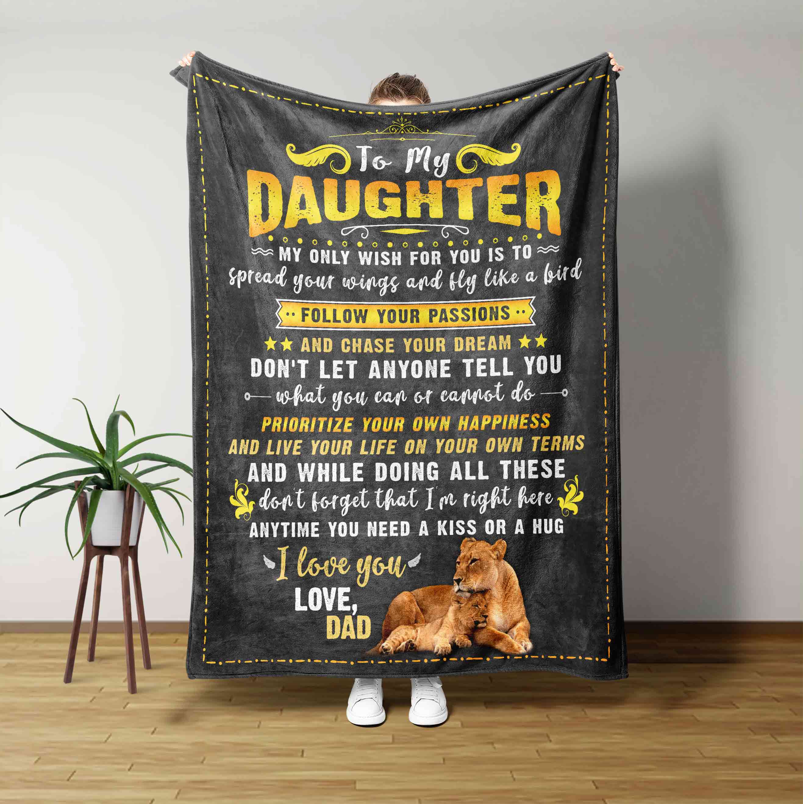 To My Daughter Blanket, Lion Blanket, Custom Name Blanket, Family Blanket, Gift Blanket