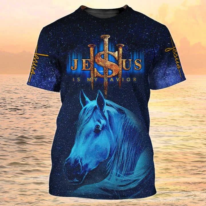 3D Print Jesus Tshirt, Horse Shirts, Jesus Is My Savior Shirt Men Women