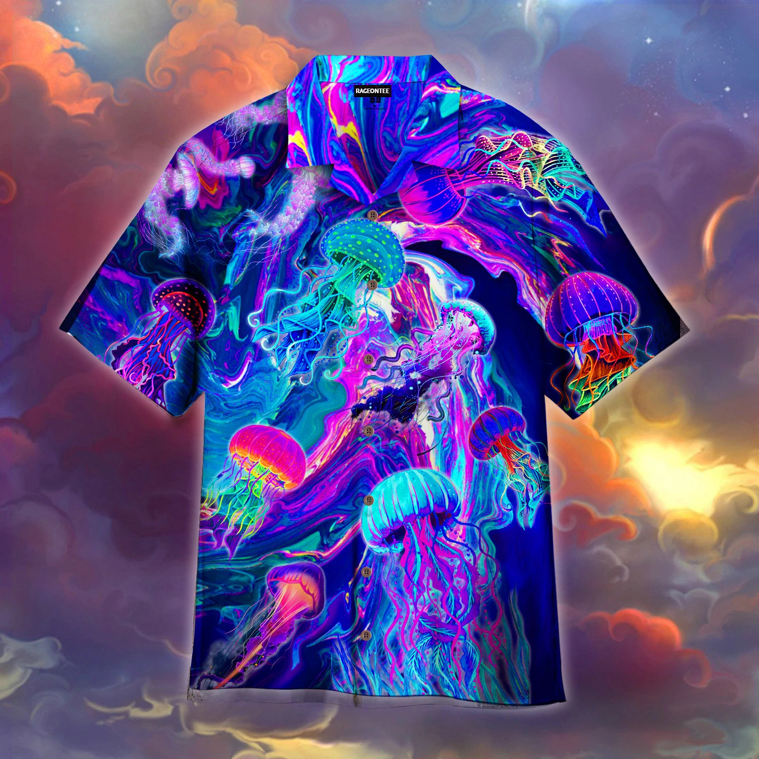 Neon Jellyfish Under The Sea Hawaii Shirt Unisex Adult Ha111062