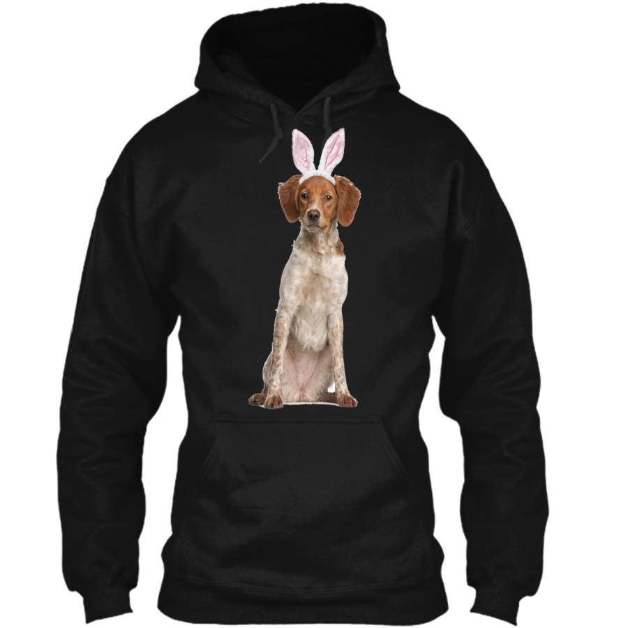 Brittany Wearing Easter Bunny Ears Dog T-Shirt Pullover Hoodie 8 oz