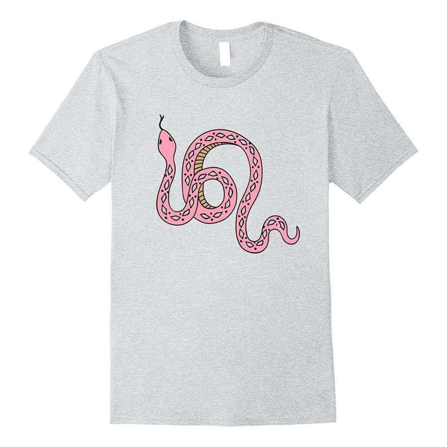 Unique Sacred Tattoo Art T-Shirt & Gift | Pink & Teal Snake Fashion Short Sleeved T Shirt For Men