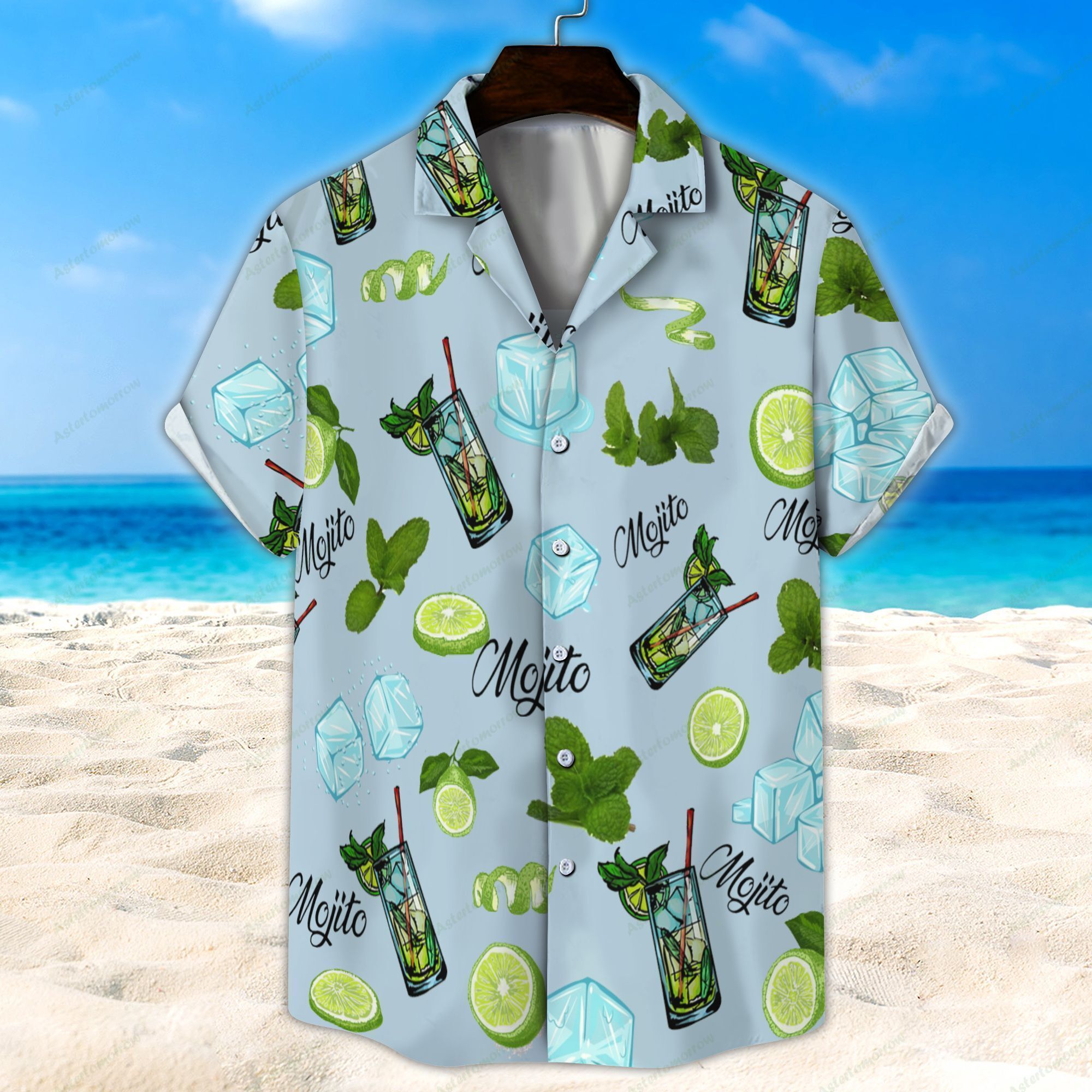 Light Blue Mojito Cocktail Unisex Hawaiian Shirt Beach Hawaiian Ha19714