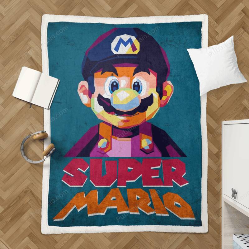 Super Mario – Pop Art Illustration Sherpa Fleece Blanket