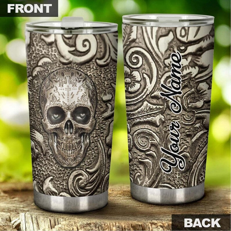 Skull Small Cross On Forehead Personalized Fancy Unique Tumbler-Skull Tumbler-Skull Birthday Gift Christmas Gift For Her For Him