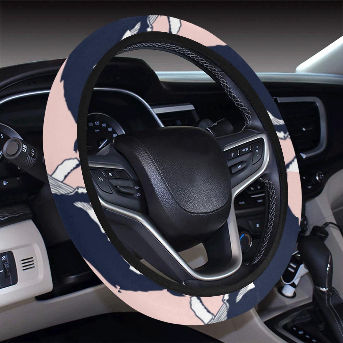 Humpback Whale Pattern Print Design 02 Steering Wheel Cover With Elastic Edge