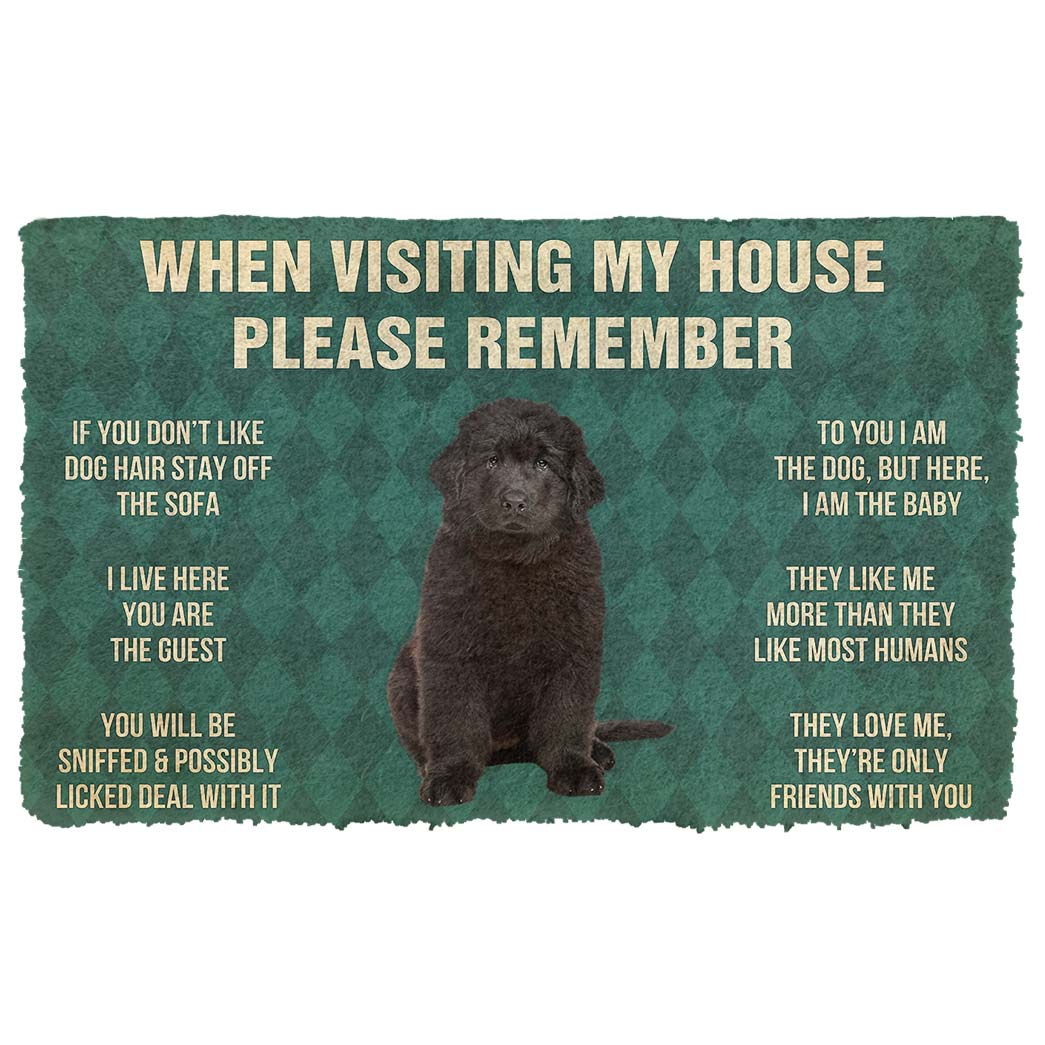 Gearhumans 3D Please Remember Newfoundland Puppy Dogs House Rules Custom Doormat