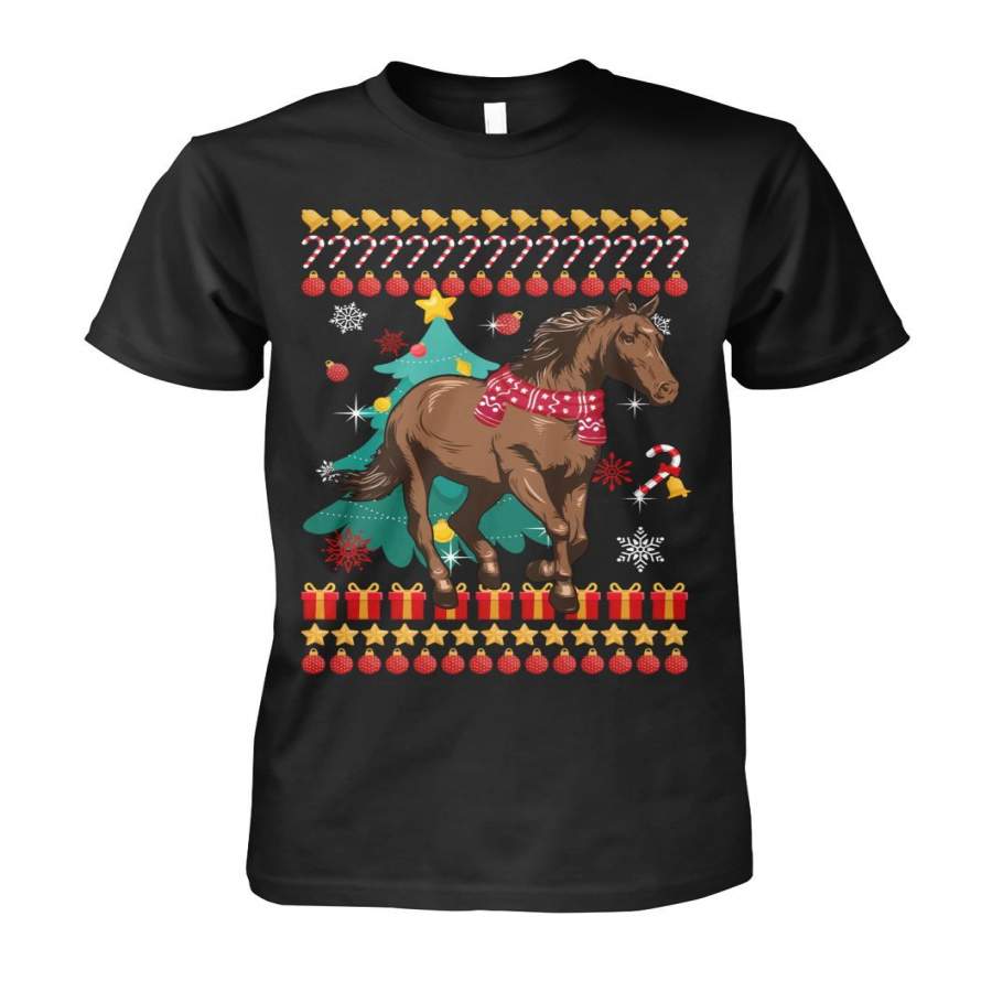 Ugly Christmas Gift For Horse Lovers T-Shirt Guys Tee