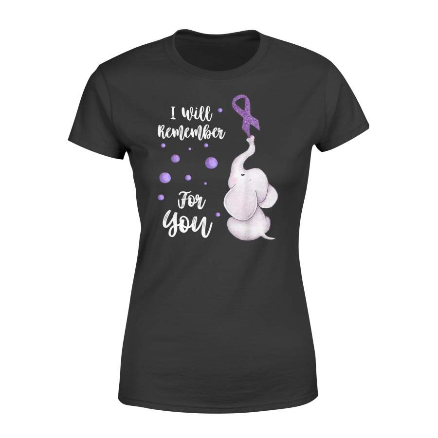 I Will Remember For You Elephant Alzheimer’s Awareness T-Shirt – Standard Women’s T-shirt