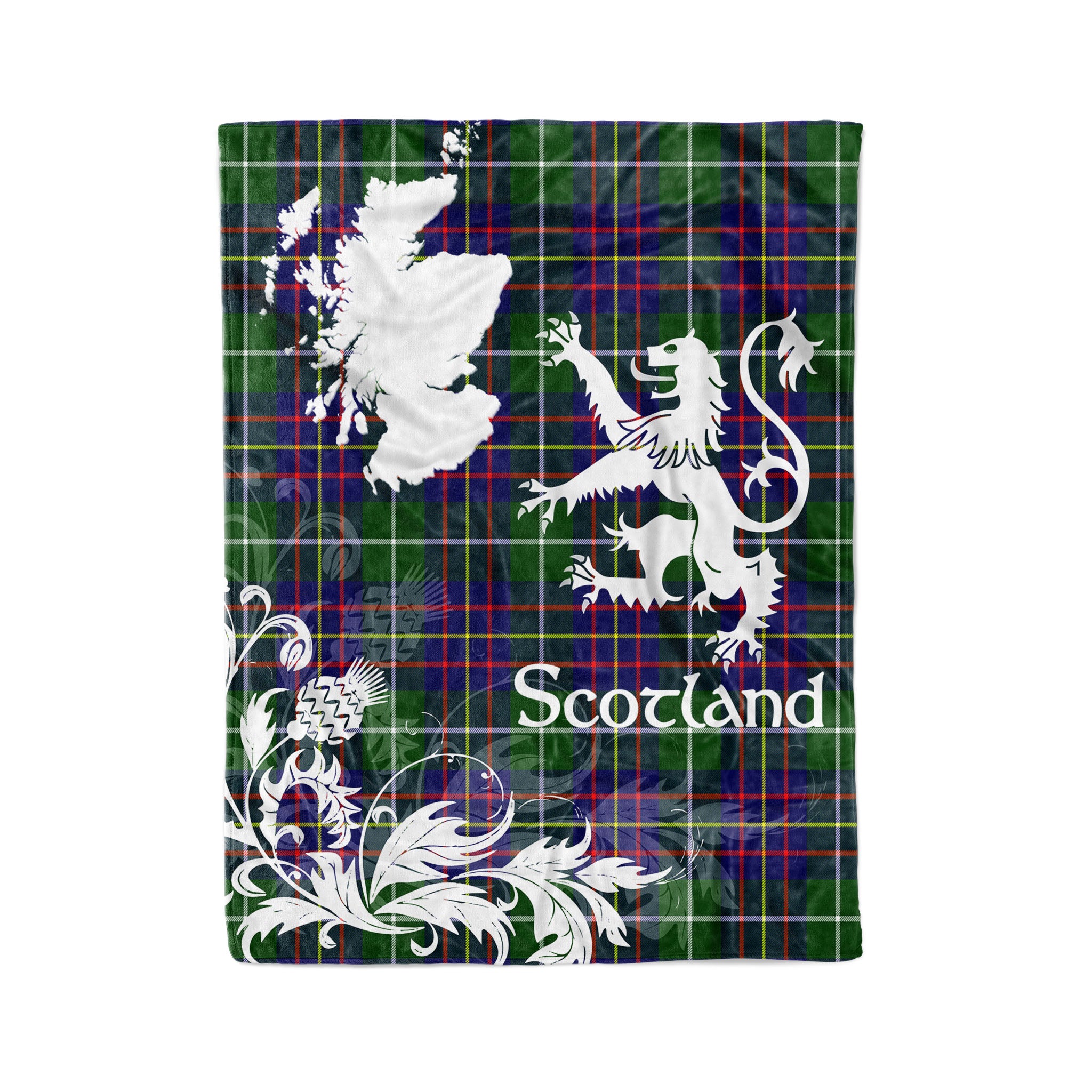 Tartan Plaid Fleece Blanket Tartan Blanket Thistle And Lion Scottish Clan Inglis Plaid Blanket