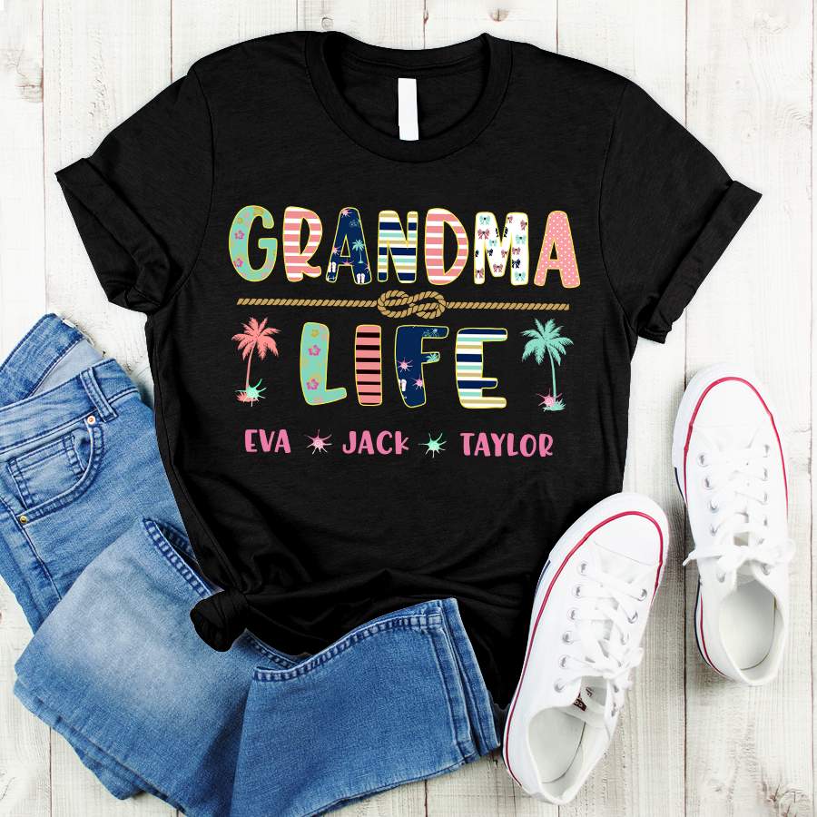 Personalized Grandma Life Kids Names Summer Shirt