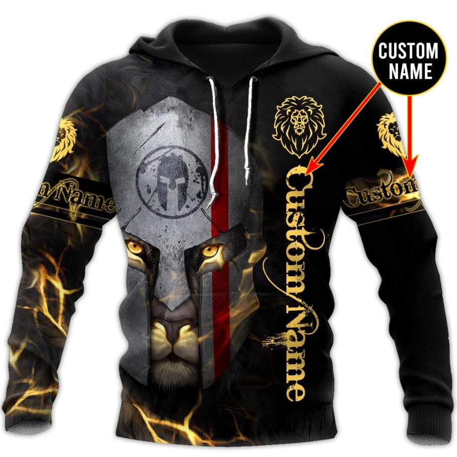 3D The Lion Warrior Custom Name  Hoodie Shirt for Men and Women TP