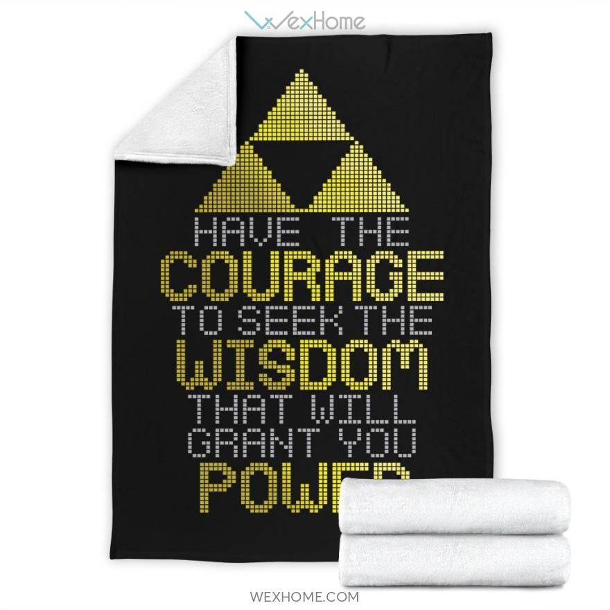 Courage Wisdom Power Legend Of Zelda Quote Premium Blanket