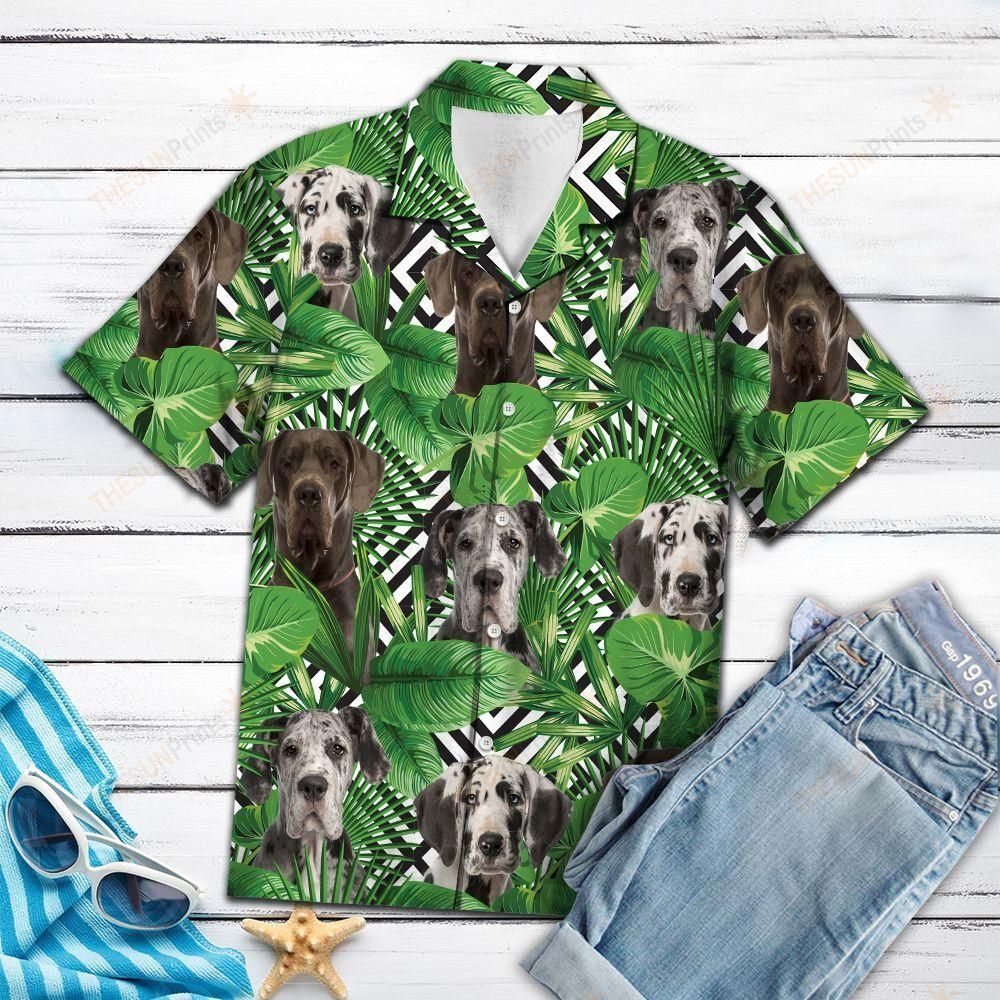 Summer Exotic Jungle Tropical Great Dane Hawaiian Shirt Ha64627