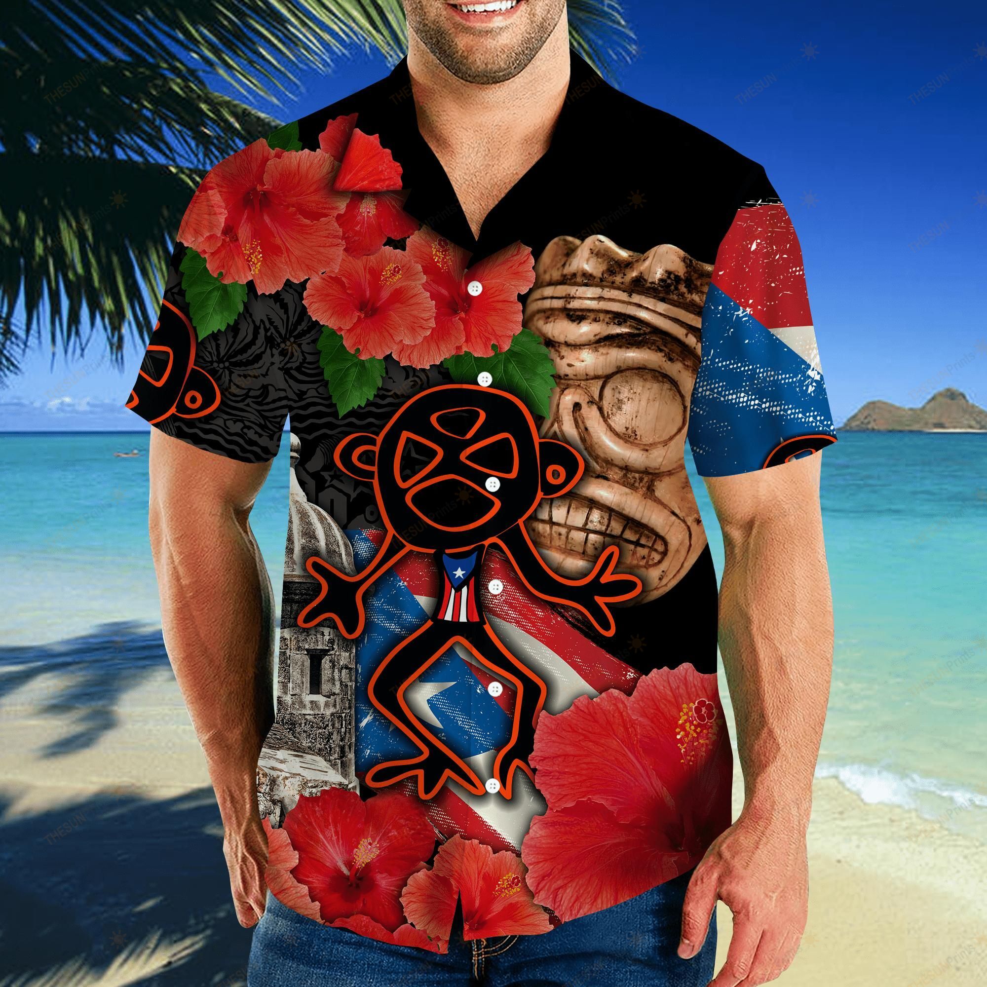 Puerto Rico Sol Taino With Maga Flower Hawaii Shirts – Teepoem Ltd