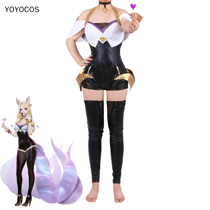 YOYOCOS LOL KDA Ahri Cosplay Costume Halloween Costume Game Cosplay Outfit KDA Group Women Girls Dress Quality Women Catsuit Set alx