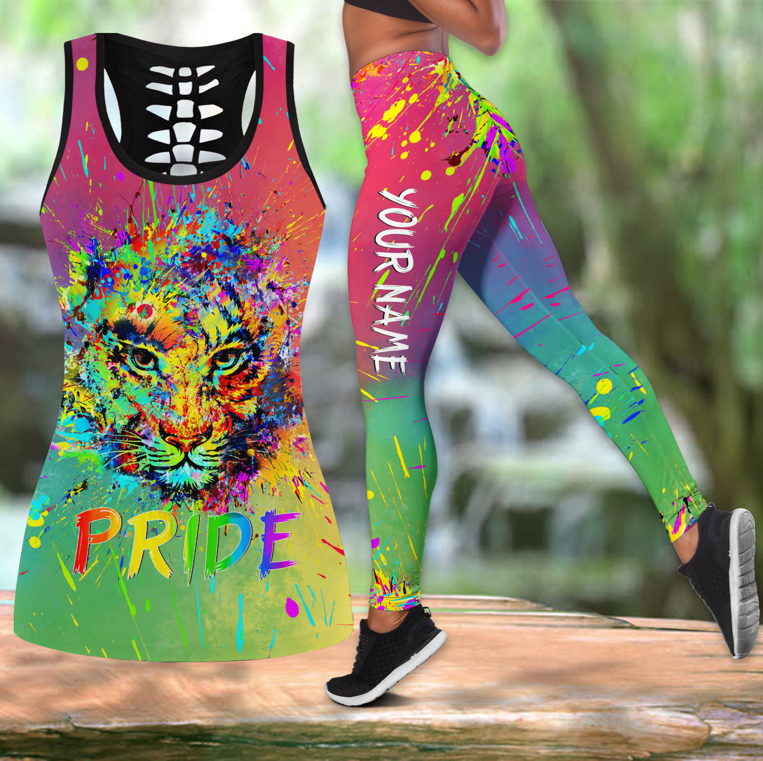 Tmarc Tee Personalized Lgbt Tiger Pride Splash Paint Color 3D Combo Tanktop +Leggings